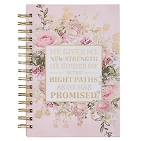 Journal Spiral-bound Pink Floral New Strength Ps. 23:3