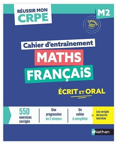 Maths, français: cahier d'entraînement M2