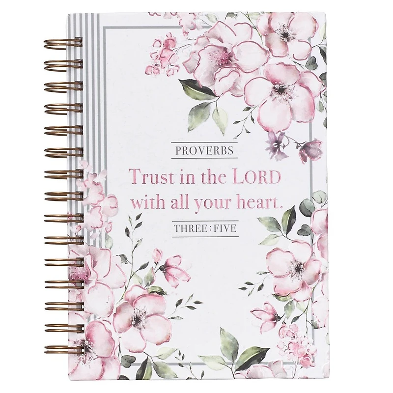Journal Spiral-bound White Floral Trust in the Lord Prov. 3:5