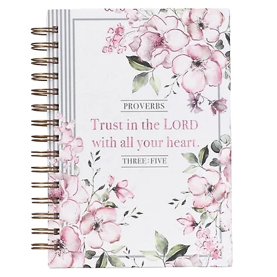 Journal Spiral-bound White Floral Trust in the Lord Prov. 3:5