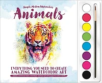 ANIMALS WITH ATTITUDE: Set Includes 8 Watercolor Paints and Paintbrush plus 25 Beautiful Scenes to Paint