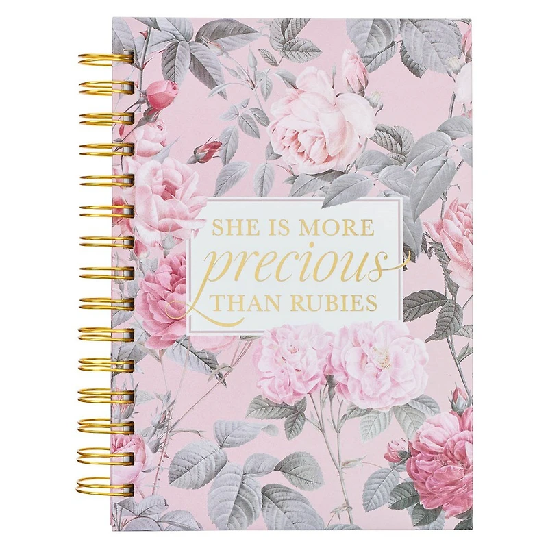 Journal Spiral-bound Pink Floral More Precious Than Rubies Prov. 31:10