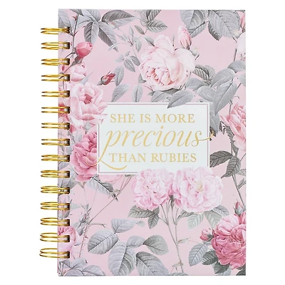 Journal Spiral-bound Pink Floral More Precious Than Rubies Prov. 31:10
