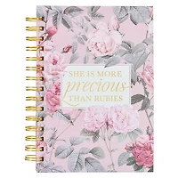 Journal Spiral-bound Pink Floral More Precious Than Rubies Prov. 31:10
