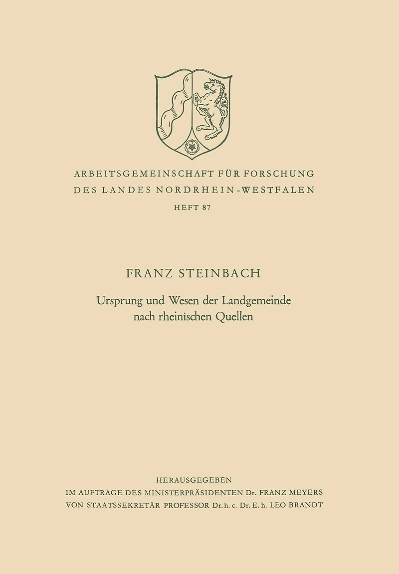 Ursprung und Wesen der Landgemeinde nach rheinischen Quellen