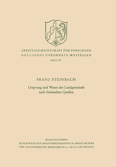 Ursprung und Wesen der Landgemeinde nach rheinischen Quellen