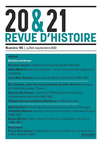 20 & 21: Revue d'histoire, no 155: Varia