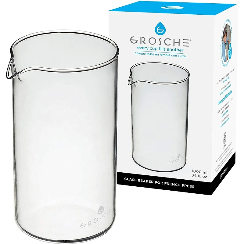 GROSCHE Universal French Press Replacement Beaker, French Press Glass Beaker - 1000Ml | 34 Fl. Oz