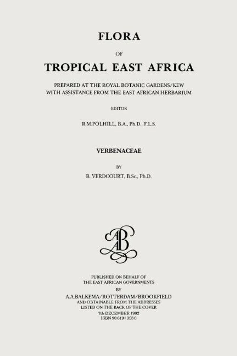 Flora Of Tropical East Africa - Verbenaceae (1992)