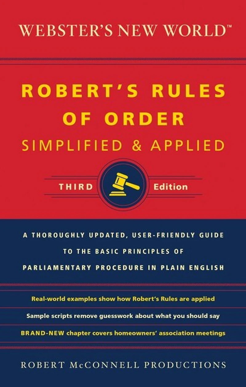 Webster's New World Robert's Rules Of Order Simplified And Applied, Third Ed.