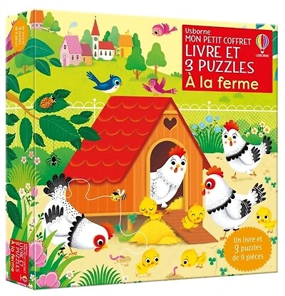A la ferme: Mon petit coffret Livre et 3 puzzles
