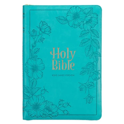 KJV Bible Thinline LP Faux Leather, Teal w/zipper