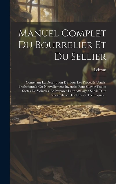 Manuel Complet Du Bourrelier Et Du Sellier: Contenant La Description De Tous Les Procédés Usuels, Prefectionnés Ou Nouvellement Inventés, Pour Garnir Toutes Sortes De Voiutres, Et Préparer Leur Attelage: Suivie D'un Vocabularie Des Termes Techniques...