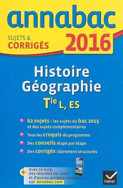 Histoire géographie terminale L, ES: 2016