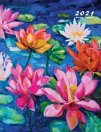 2021 Monthly Planner: 2021 Planner Monthly 8.5 X 11 With Beautiful Coloring Pages (lotus Flowers)