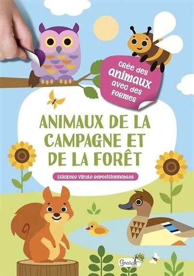 Animaux de la campagne et de la forêt: stickers vinyle repositionnables