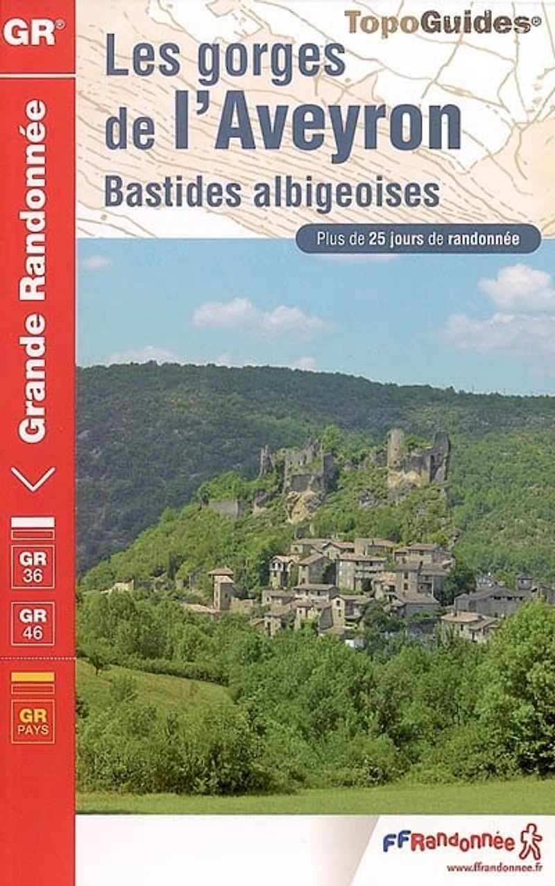 Les gorges de l'Aveyron : bastides albigeoises : GR 36 (Cahors, Mazamet) 359 km, GR46 (Les Cabannes-Beauregard) 112 km, Variantes GR de Pays 80 km, GR de Pays (boucle à partir de Lisle-sur-Tarn) 50 km, plus de 25 jours de randonnée: bastides albigeoises