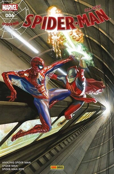 All-New Spider-Man, n°6. Amazing Spider-Man : l'ascension : aller simple ; Amazing Spider-Man : l'ascension : jeu de pouvoirs ; Spider-Man : Bon retour au SHIELD ; Spider-Man 2099 : des femmes et des dieux : une journée à l'hôpital: l'ascension