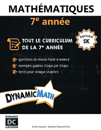 Dynamic Math book Manitoba 7e année