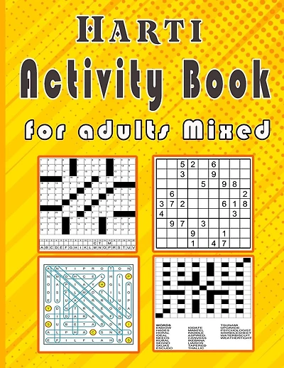 Harti Activity book for adults Mixed: Puzzle book mixed ! Soduko, word search, CodeWord and word Fill In / 8,5"x11" 112 pages