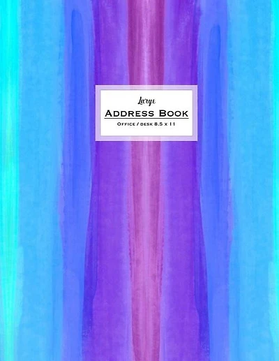 Large Address Book - Office/Desk 8.5 x 11: Blue Purple Watercolor Cover