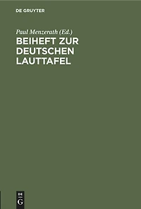 Beiheft zur Deutschen Lauttafel