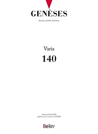 Genèses, n°140. Varia