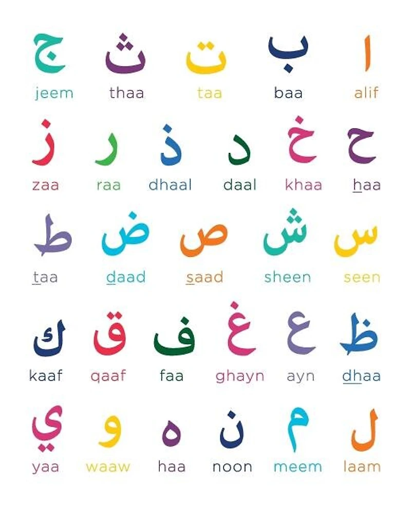 Arabic Alphabet Notebook: Wide-ruled, 75 Sheets/150 Pages, 8 X 10 Inches