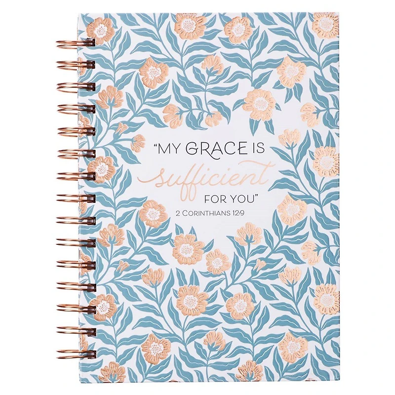 Journal Spiral-bound White/Teal/Gold My Grace 2 Cor. 12:9