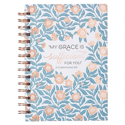 Journal Spiral-bound White/Teal/Gold My Grace 2 Cor. 12:9