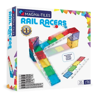 MAGNA-TILES® Rail Racers 33-Piece Magnetic Construction Set, The Original Magnetic Building Brand