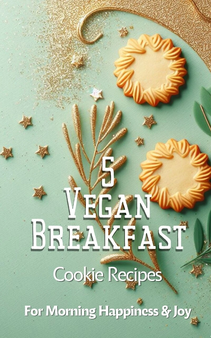 5 Vegan Breakfast Cookie Recipes For Morning Happiness And Joy: Green Sage Gold Beige Modern Elegant Contemporary Minimalistic Cover Art Design