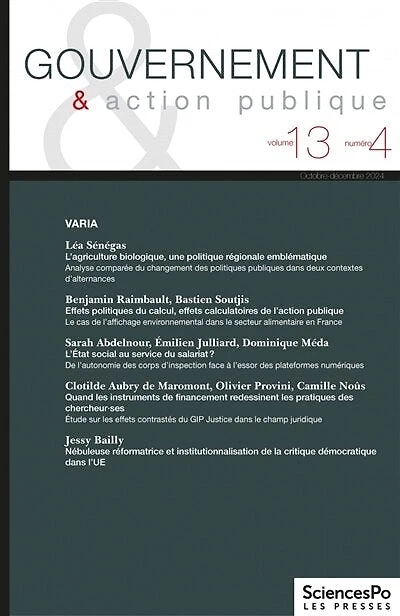 Gouvernement & action publique, n°13-4. Varia