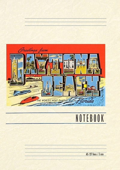Vintage Lined Notebook Greetings from Daytona Beach