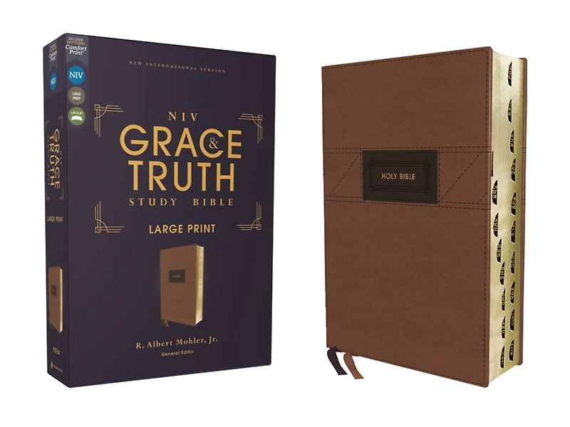 NIV, The Grace and Truth Study Bible (Trustworthy Practical Insights), Large Print, Leathersoft, Brown, Red Letter, Comfort Print
