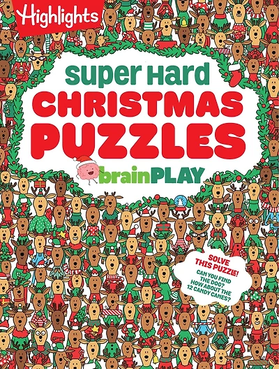 brainPLAY Super Hard Christmas Puzzles: 200+ Challenging Christmas Puzzles, Mazes, Logic Games and Wordplay. Holiday-Themed Activity Book Gift for Kids 7 and Up