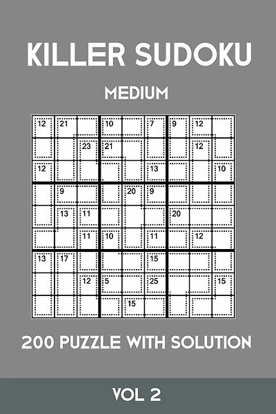 Killer Sudoku Medium 200 Puzzle WIth Solution Vol 2: Advanced Puzzle Sumdoku Book,9x9, 2 puzzles per page