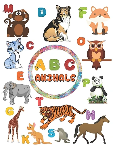 ABC animals: amazing Gift for kids to learn the alphabets, trace them color animals and learn facts about animals . all in one educational and fun book