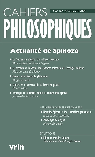 Cahiers philosophiques, n°169. Actualité de Spinoza