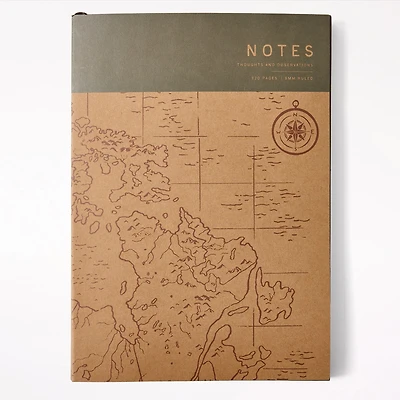 Large Laminated Notebook, Map on Kraft