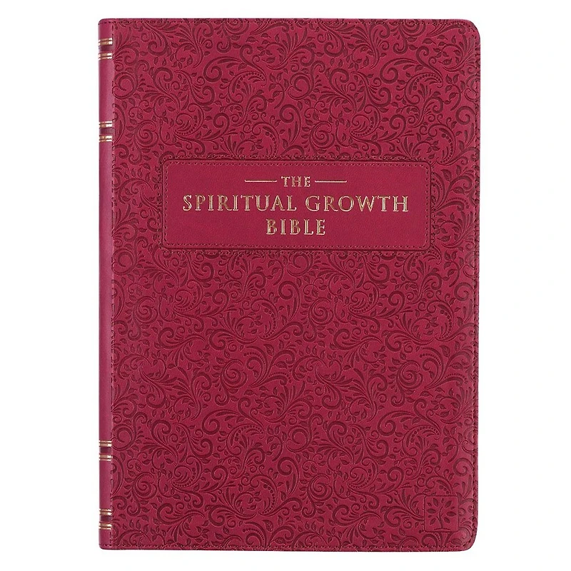 NLT, The Spiritual Growth Bible Faux Leather, Berry