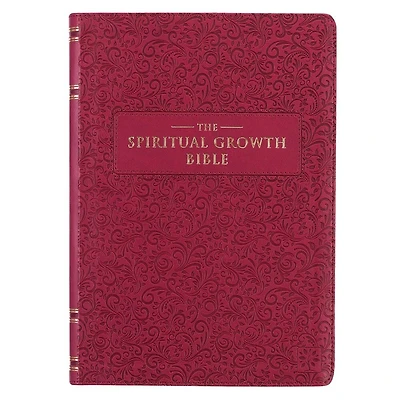 NLT, The Spiritual Growth Bible Faux Leather, Berry