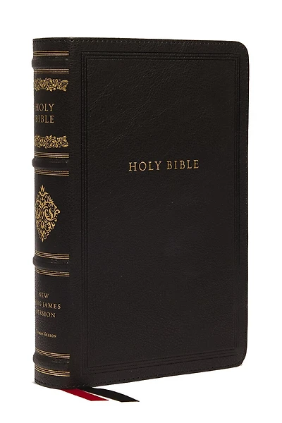 NKJV Large Print Reference Bible, Black Leathersoft, Red Letter, Comfort (Sovereign Collection): Holy New King James Version