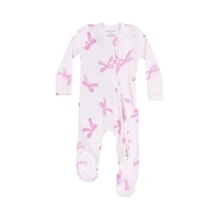 Zipper Footie Pretty Bows Rib