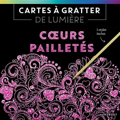 Cartes à gratter de lumière: coeurs pailletés