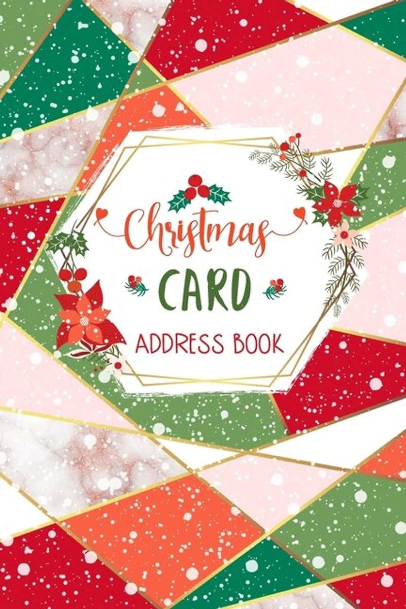 Christmas Card Address Book: Elegant Red, Green and Pink Record Book and Tracker For Holiday Cards You Send and Receive, A Ten Year Address Organizer - Modern Abstract Geometric Pattern