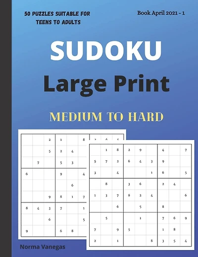 Sudoku: Large Print Sudoku Book - Medium and Hard