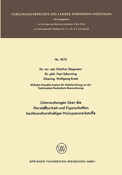 Untersuchungen über die Herstellbarkeit und Eigenschaften hochkunstharzhaltiger Holzspanwerkstoffe