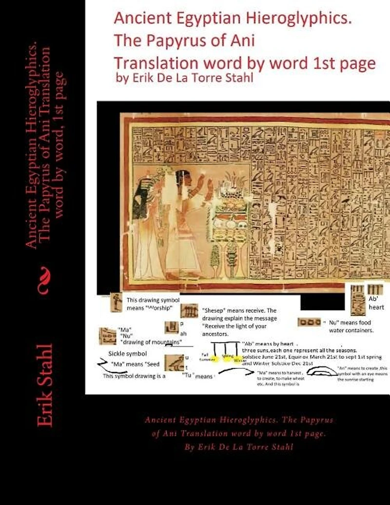 Ancient Egyptian Hieroglyphics.The Papyrus of Ani Translation word by word, 1st page: Ancient Egyptian Hieroglyphics. The Papyrus of Ani Translation word by word 1st page