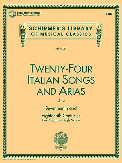 24 Italian Songs and Arias of the 17th and 18th Centuries Medium High Voice Book with Online Audio